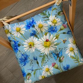 Подушка на стул с завязками Васильки и ромашки 40x40x4 см (PZ_22U011)