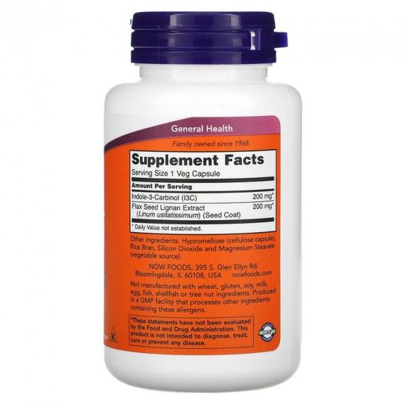 Індол 3 карбінол NOW Foods Indole-3 Carbinol 200 mg 60 Veg Caps | Зображення 1