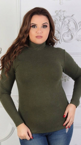 Женский теплый кашемировый гольф-водолазка  Ri284 цвет хаки, размер 48/52