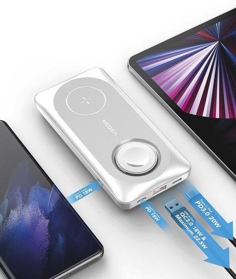 Портативний зарядний пристрій Yenkee YPB 510 - 10000 mAh PD 22,5W 3in1 Qi Wireless (White) | Зображення 2
