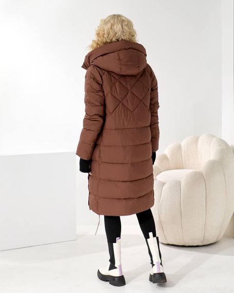 Коричневе зимове пальто колір шоколад преміум якості | Зображення 4