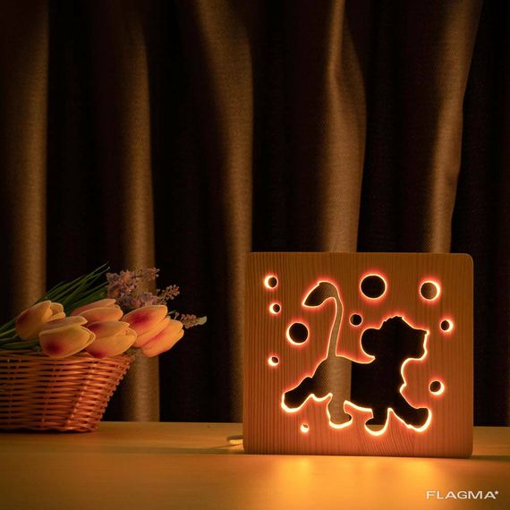 Светильник ночник ArtEco Light из дерева LED "Веселый львенок" с пультом и регулировкой... | Зображення 6