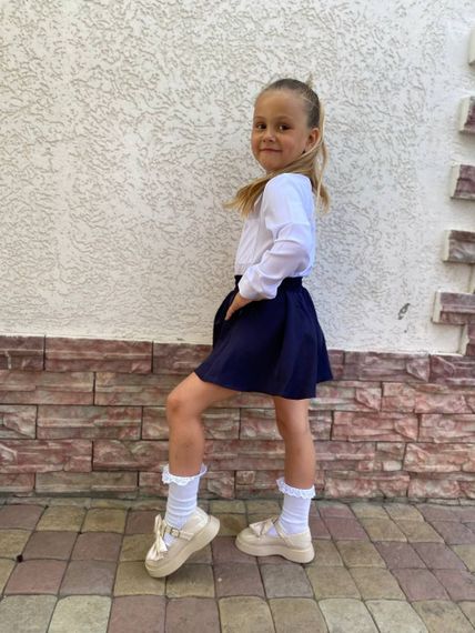 Дитяча шкільна спідниця-шорти на дівчинку колір темно-синій розмір 134, SBR130 | Зображення 4