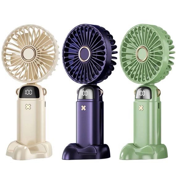 Портативний вентилятор Mini fan XL-880 діаметр 9 см із підставкою для телефона та дисплеєм | Зображення 1