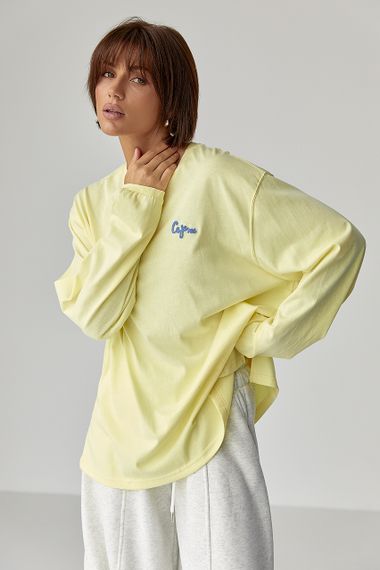 Лонг вільного фасону з написом - жовтий цвет, ONE SIZE (є розміри) | Зображення 4