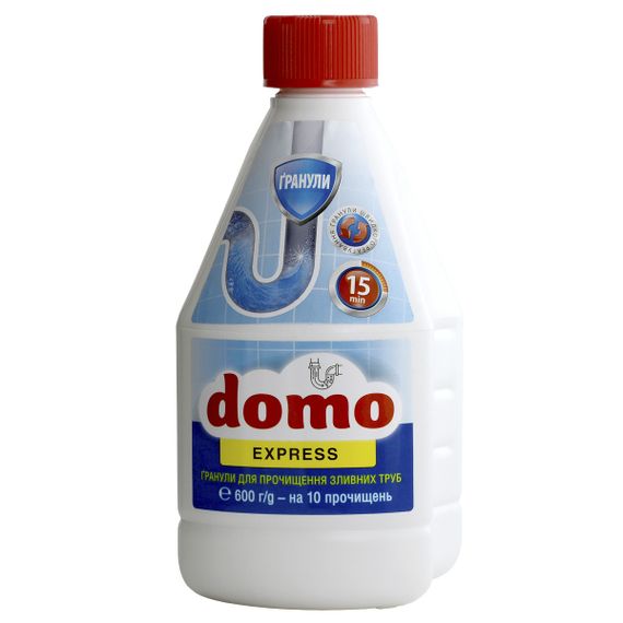 Гранули для прочищення зливних труб DOMO Express пласт.флакон 600 грамм