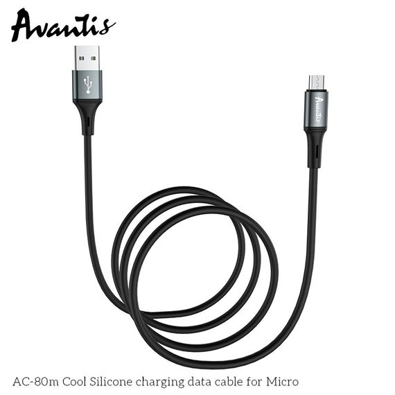 Кабель Avantis AC-80m Cool Silicone USB – Micro- черный
