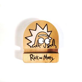 Підставка тримач під смартфон телефон планшет Rick and Morty 2 10х12х2 см Майстерня містера Томаса Дерево лак