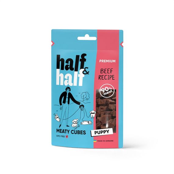 Ласощі HalfHalf м ясні кубики для цуценят, з яловичиною 100 г