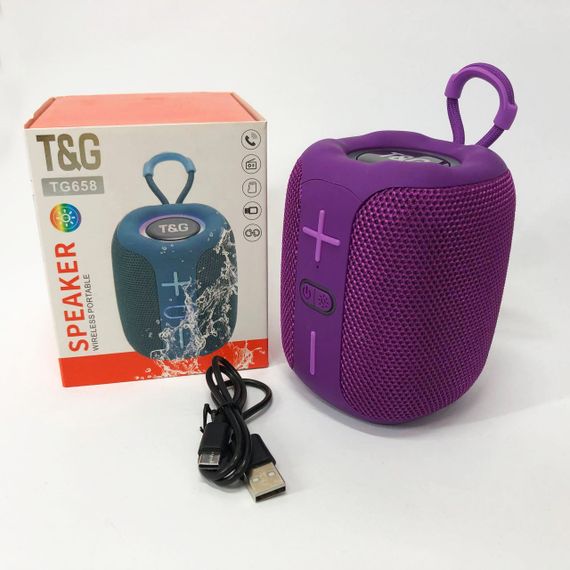 Портативна Bluetooth колонка TG658 8W з RGB підсвічуванням бездротова портативна потужна. Колір: фіолетовий | Зображення 9