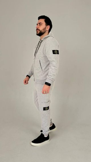 Спортивний костюм Stone Island з худі на молнії сірий | Зображення 3