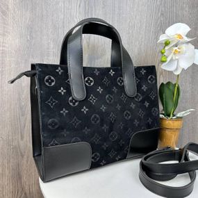 Сумка жіноча велика чорна замшева стильна на кожен день