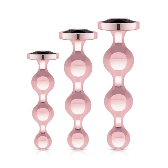 Набор анальных игрушек Rosy Gold - Metal Butt Plug Set 3 Pieces, Розовый