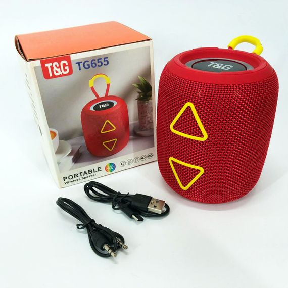 Портативна колонка TG655 5W з RGB підсвічуванням та ремінцем. HY-229 Колір: червоний | Зображення 1