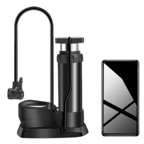 Насос портативний ножний з манометром Air pump Чорний