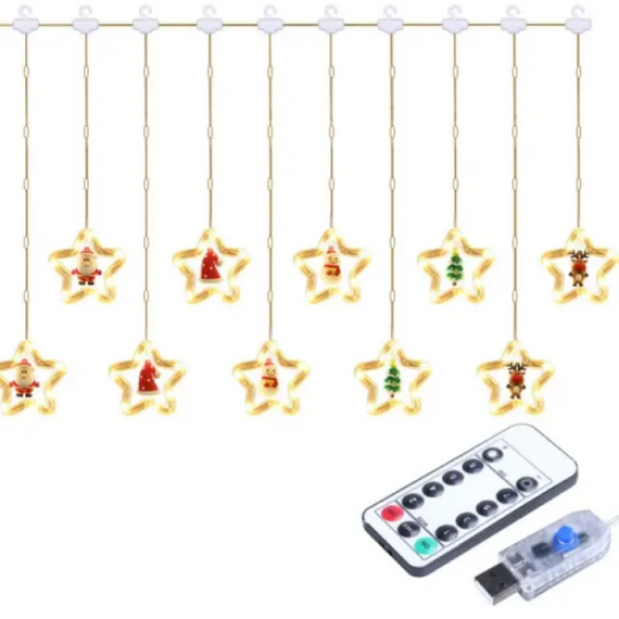 Новорічна гірлянда штора "Різдські фігурки", 3 метри, LED-світло знижка | Зображення 3