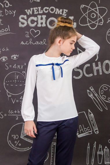 Блуза шкільна з мереживом Носи своє 140 Білий (p-3969-47150)