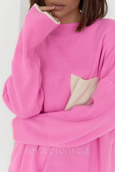 Жіноча кофта oversize з кишенею на грудях колір рожевий FL_000613 | Зображення 3