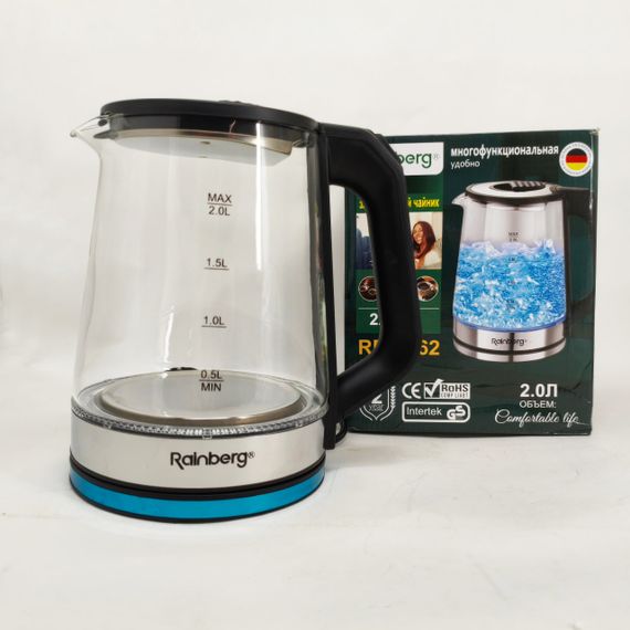 Кращий бюджетний електрочайник Rainberg RB-2262 2л 2200Вт, Потужний кухонний чайник NX-75 | Зображення 6