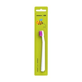 Дитяча зубна щітка Spokar XD UltraSoft (ультра-м'яка) від 6 ти до 12 років, діаметр щетинок 0,10мм., біла з рожевим