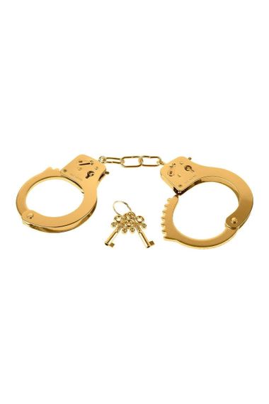 Наручники с ключиком и предохранительным рычагом Pipedream Fetish Fantasy Gold золотистого цвета Sex Aura | Зображення 1