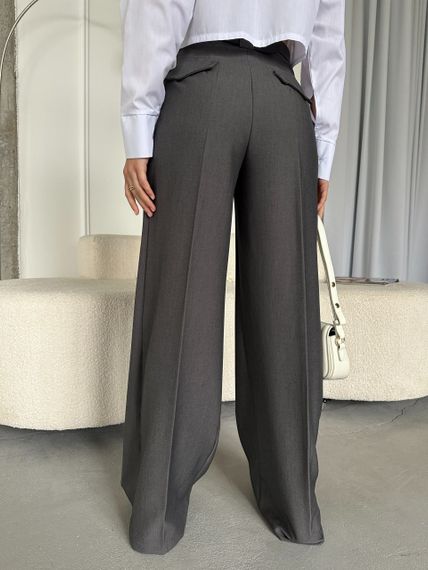 Женские широкие легкие штаны брюки палаццо со стрелками NA2012 цвет серый, размер 42/44 | Зображення 5