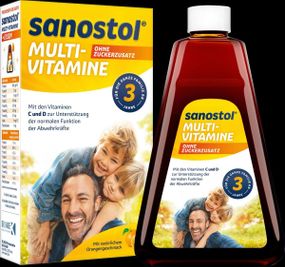 Sanostol Multivitamine - Мультивітамінний сироп для дітей від 3 років і дорослих, без цукру, з натуральним апельсиновим смаком