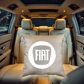 Авто Подушка c вышивкой логотипа марки фиат Fiat бежевый автомобилисту 03772