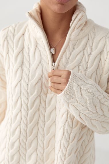 Жіночий светр із косичками - молочний цвет, ONE SIZE (є розміри) | Зображення 3