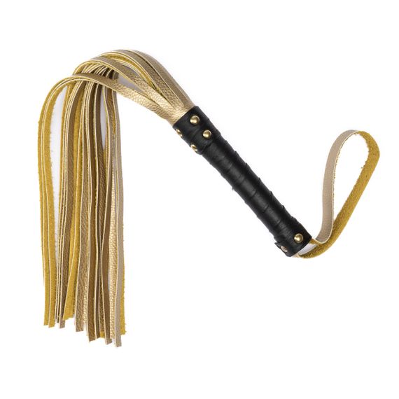 Флогер з комбінованої шкіри Flirty COMBO Leather - Black & Gold, BM-00016 Sex Aura | Зображення 1