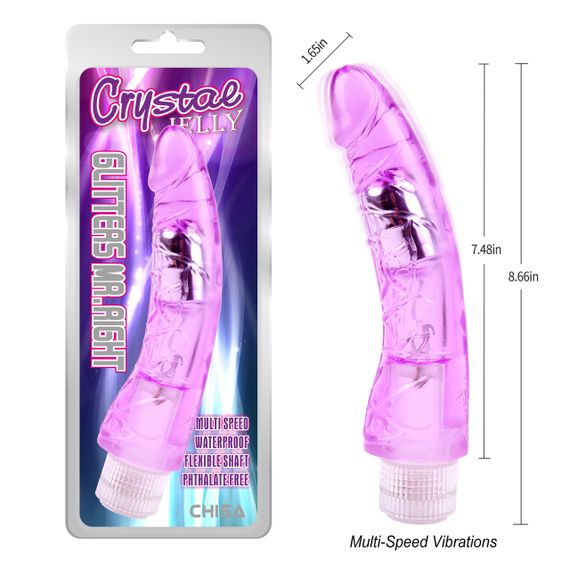 Вибромассажер реалистик Chisa Crystal Jellie с ребристой структурой, фиолетовый Sex Aura | Зображення 7