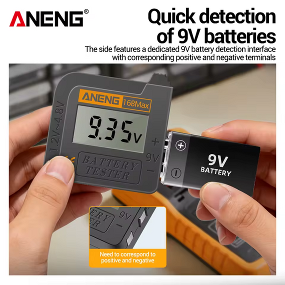 Тестер батарейок ANENG 168 Max універсальний цифровий AA AAA C D 9V 3.7V | Зображення 5