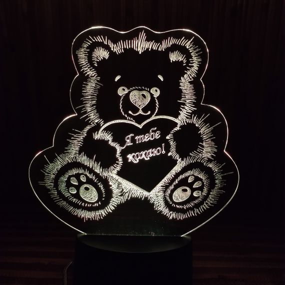 Акриловий світильник-нічник Ведмедик Кохання білий tty-n000189