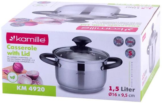 Каструля Kamille Groningen 4.5л з нержавіючої сталі з 5-шаровим індукційним дном | Зображення 3