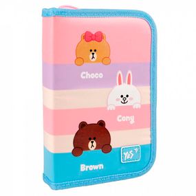 Пенал твердий YES одинарний з двома клапанами HP-04 Line Friends (5056574428387)