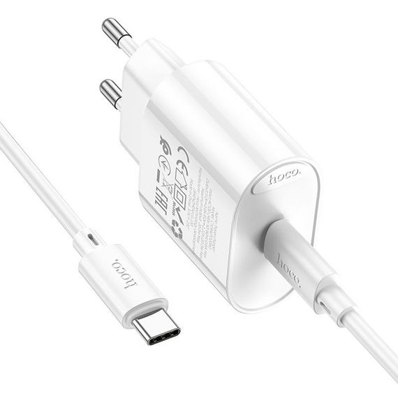 СЗУ Hoco C109A Fighter PD20W (1USB-C) + кабель Type-C to Type-C White | Зображення 3