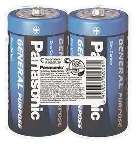 Батарейка Panasonic GENERAL PURPOSE угольно-цинковая C(R14) пленка, 2 шт. (R14BER/2P)