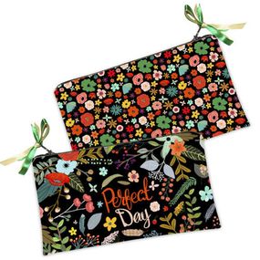 Косметичка женская Perfect day на черном фоне 20х12 см (K_FLG051)