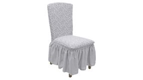 Чохли на стільці з спідницею (жаккард) Світло-сірі