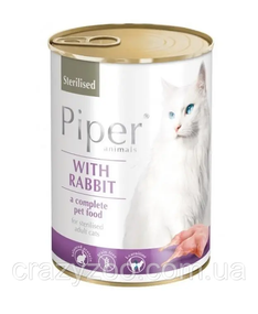 Вологий корм для стерилізованих котів Dolina Noteci Piper Sterilised Rabbit із кроликом 400 г