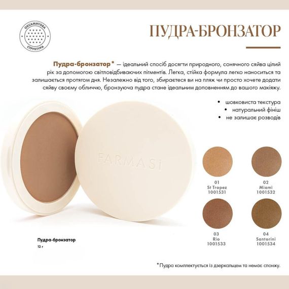 Пудра-бронзатор Farmasi 02 Miami 12 г | Зображення 1