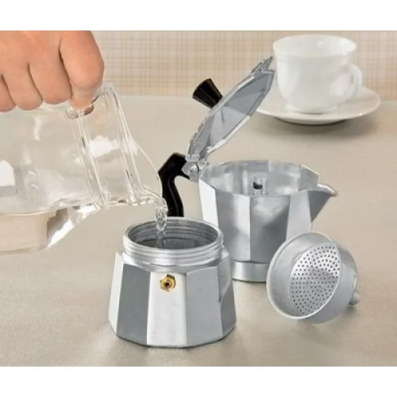 Гейзерная турка кофеварка для плиты из алюминия A-plus кофейник гейзерного типа 450 мл на 9 чашек еспресо | Зображення 2