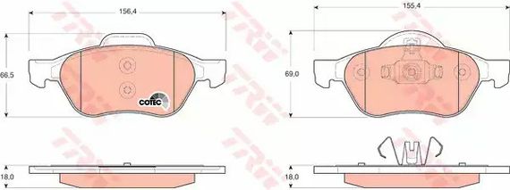 Гальмівні колодки дискові RENAULT MEGANE II, передн. , TRW (GDB1687)