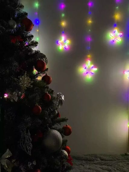 Гірлянда штора з фігур Зірка 9LED 3х1м RGB