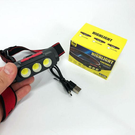 Налобний ліхтар для сантехніка PLD-2119B-XPE+2COB(white+red), Наголовний ліхтар для нічної їзди YM-59 | Зображення 5