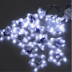 Світлодіодна штора 'Фігурки в зірці' 3 м USB (Олка, Сніговик, Дід Мороз, Олень, Шапка), теплий білий знижка