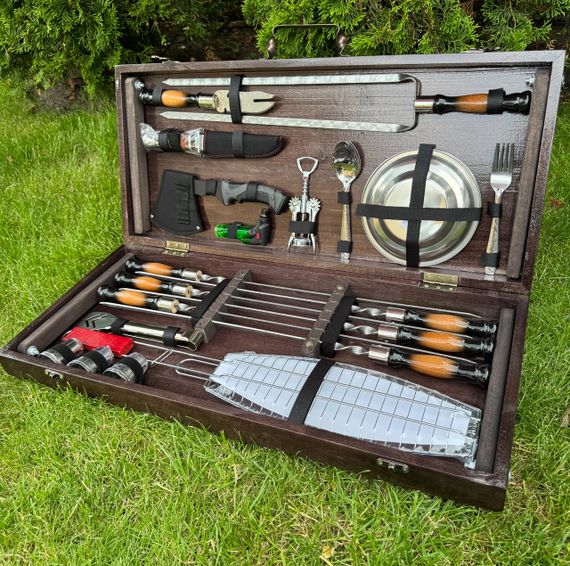 Подарочный набор для пикника GRILL MASTER ручной работы (шампура и аксессуары). | Зображення 2