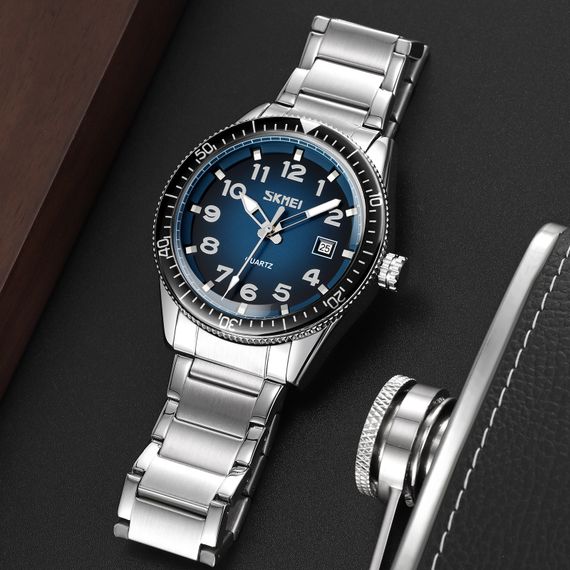 Чоловічий годинник Skmei 9232SSIBU Silver/blue-steel strap | Зображення 1