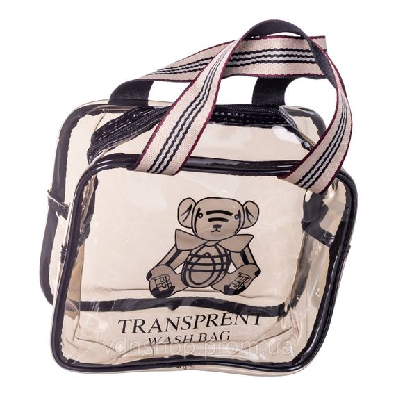 Прозрачная женская косметичка для дома 22×9×17 (см) косметичка дорожная в сумку для косметики, макияжа, лекарств, кистей HP-16-4K | Зображення 1