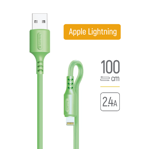 Кабель USB Lightning ColorWay CW-CBUL042-GR 2,4A 1м зелений | Зображення 1